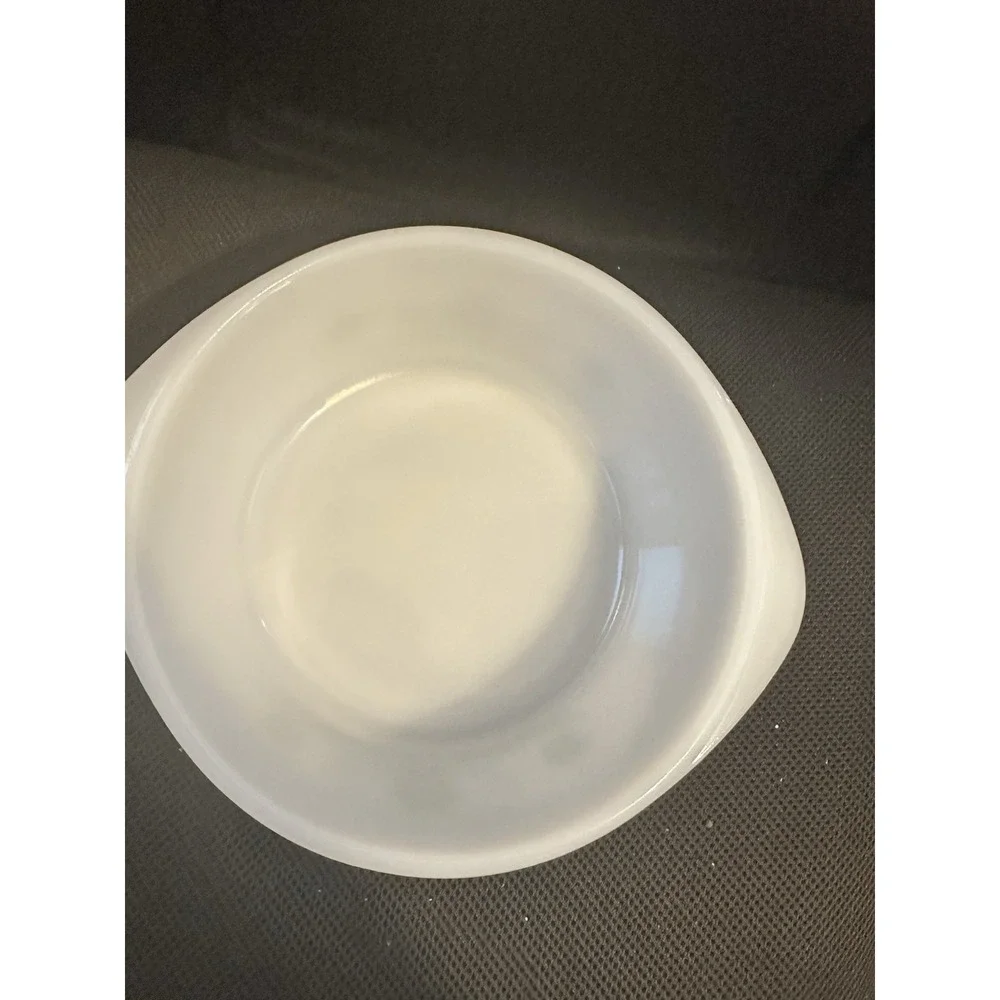 Glasbake Casserole Dish 2QT White Green Floral Daisy Vintage Milk Glass with Lid